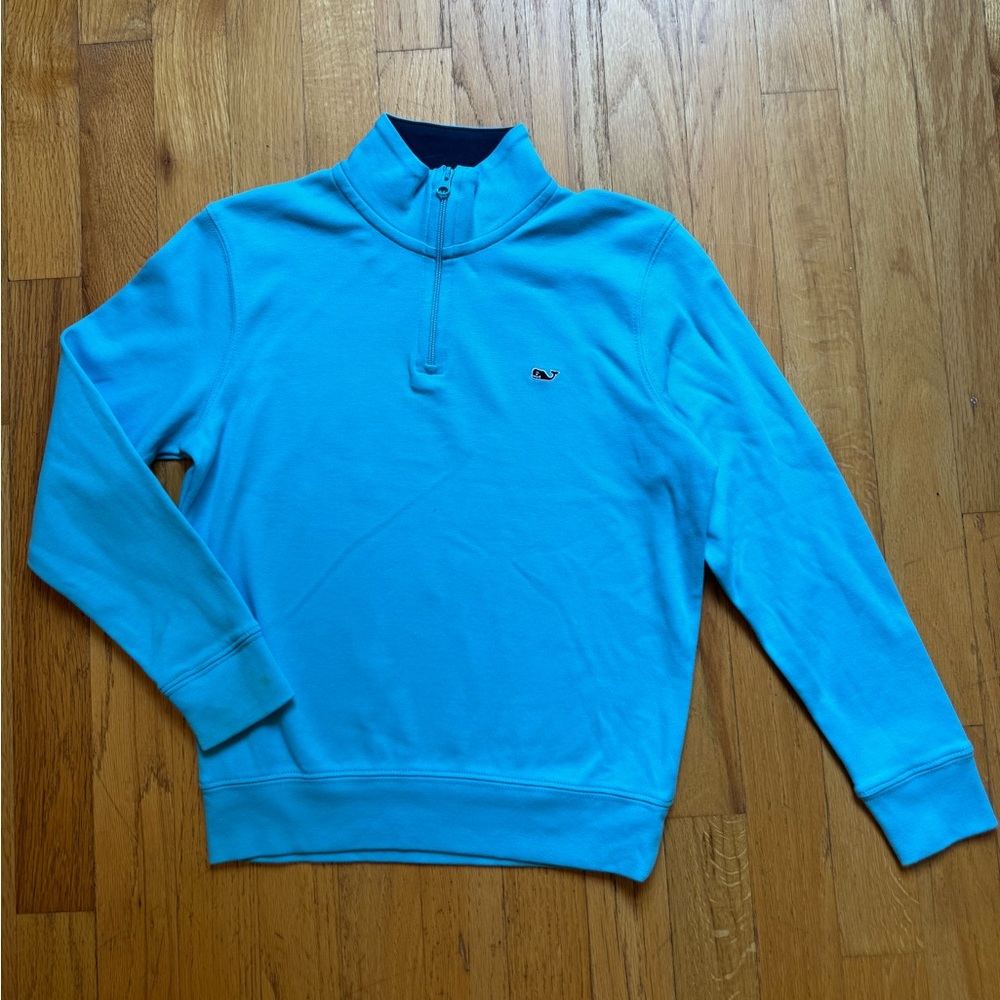Vineyard Vines boys 7 turquoise 1/4 zip cotton sweatshirt, great condition